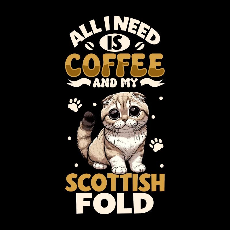 Le café et mon chat écossais à oreilles repliées