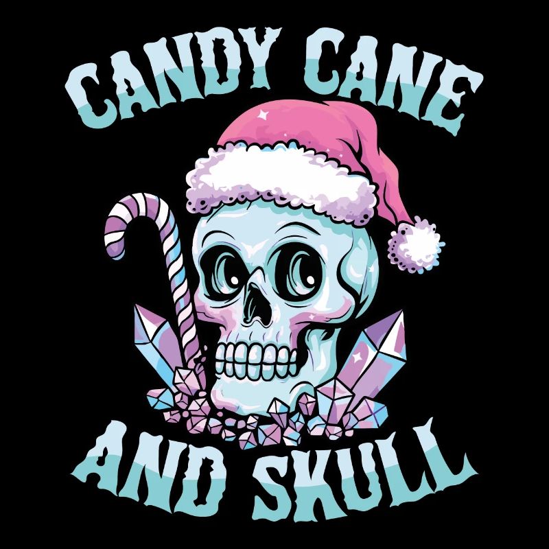 Candy Cane And Skull Pastel Goth Christmas Skull