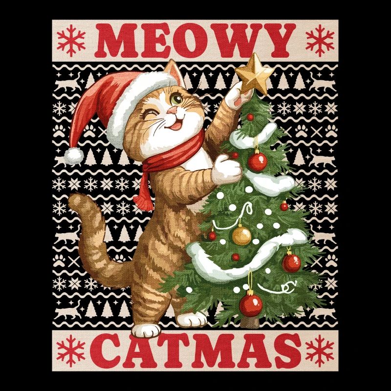 Chat Arbre de Noël Noël Noël Mignon Drôle
