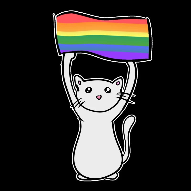 chat gris avec l’amour du drapeau lgbt
