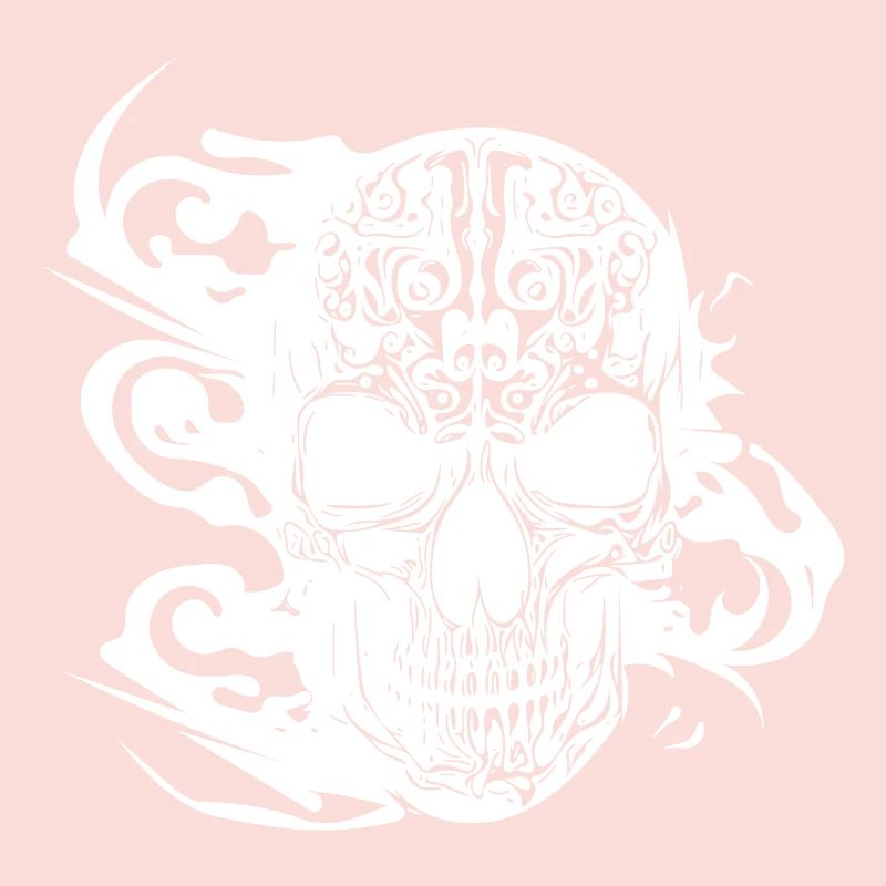 Burning grinning tattoo skull