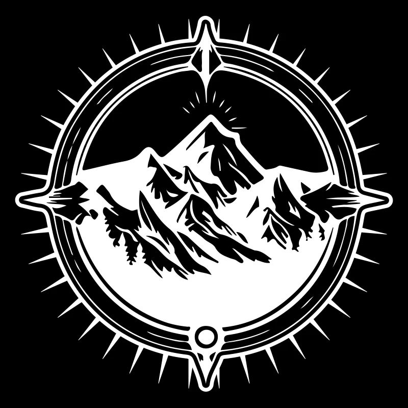 Symbole de voyage Compass Mountains