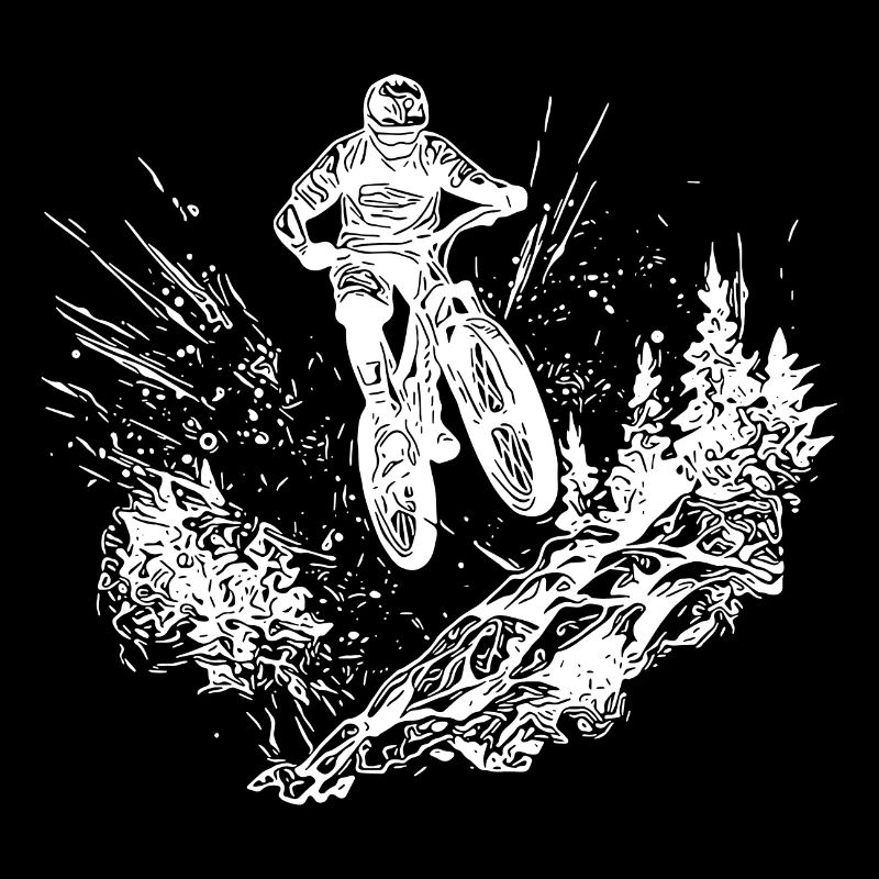 Mountainbiker mit Fahrrad den Berg hinauf