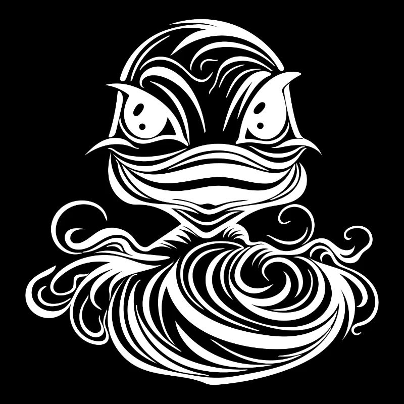 Linien Tattoo Style Ente mit großem Schnabel