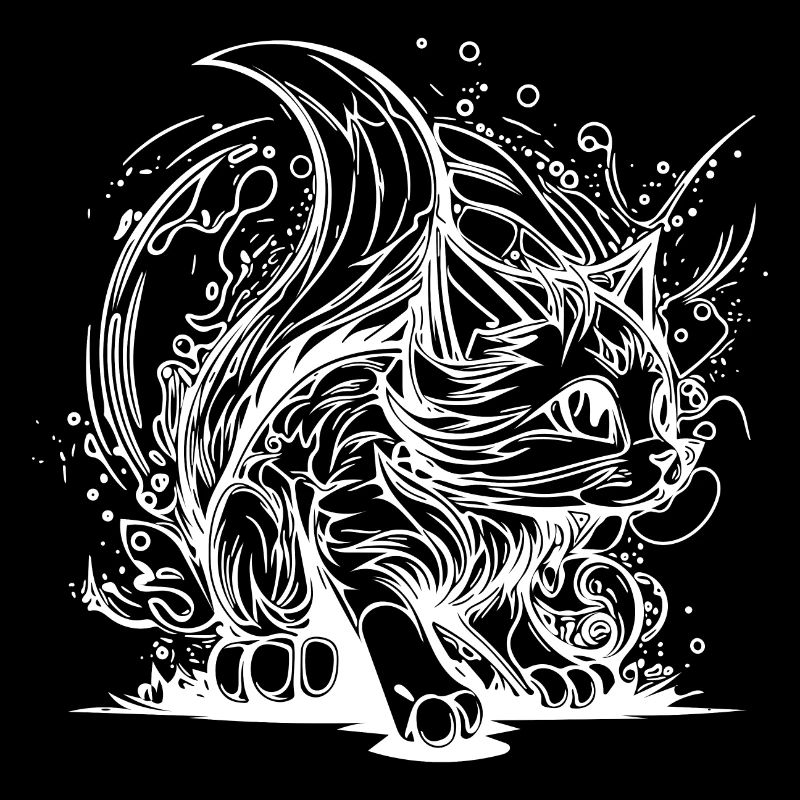 Cute Little Space Cat in Splash Style