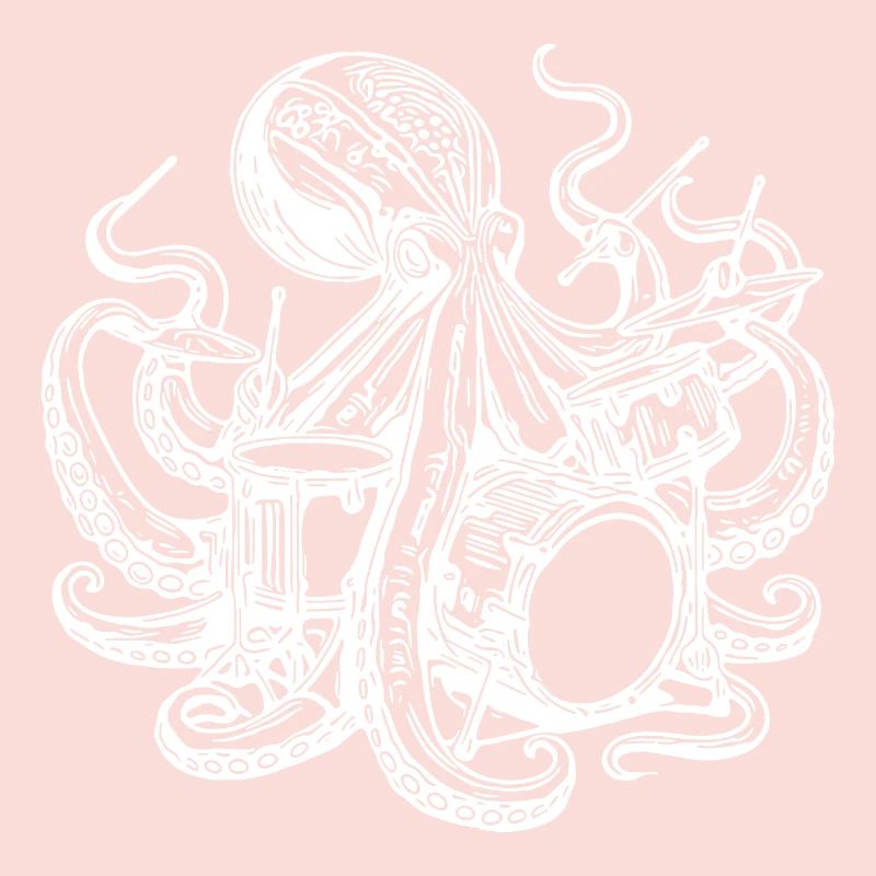 Octopus plays drums