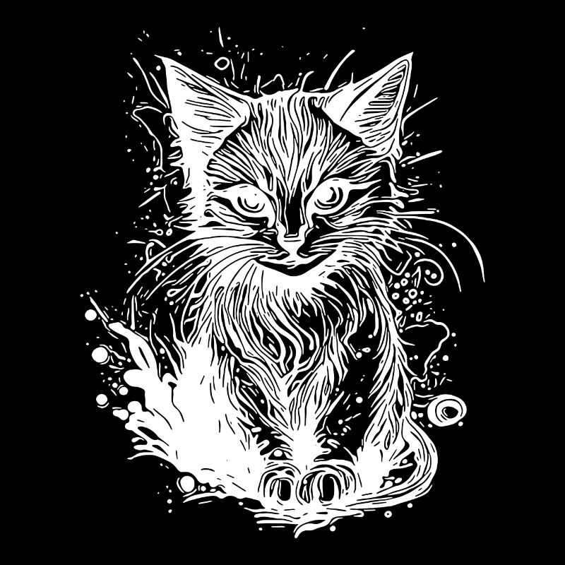 Petit chat câlin dans le style de tatouage vintage
