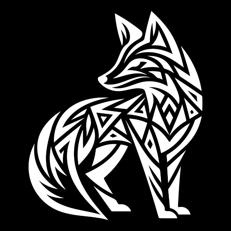 Renard mignon dans le style de tatouage tribal