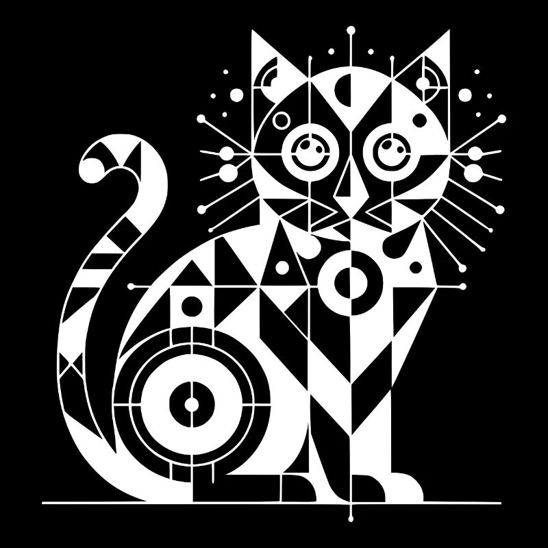 Cat Geometric Lines Design
