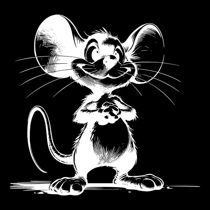 Smiling mouse with big eyes and ears