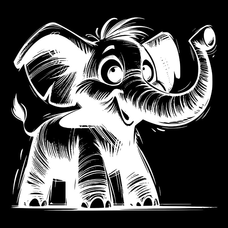 Elephant baby with huge trunk