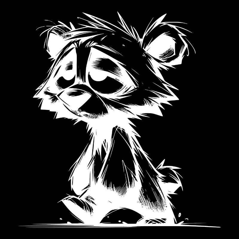 Fuzzy sleeping tired bear sketch