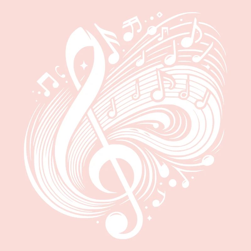 Floating Music Notes Flying clef