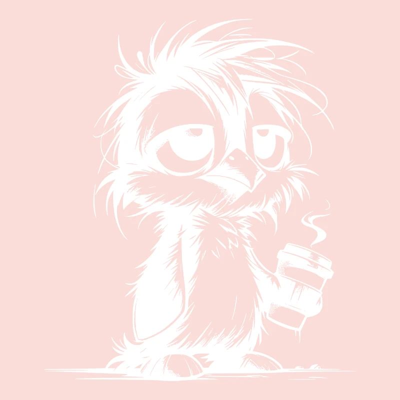 Pingouin vraiment fatigué pas reposé avec du café