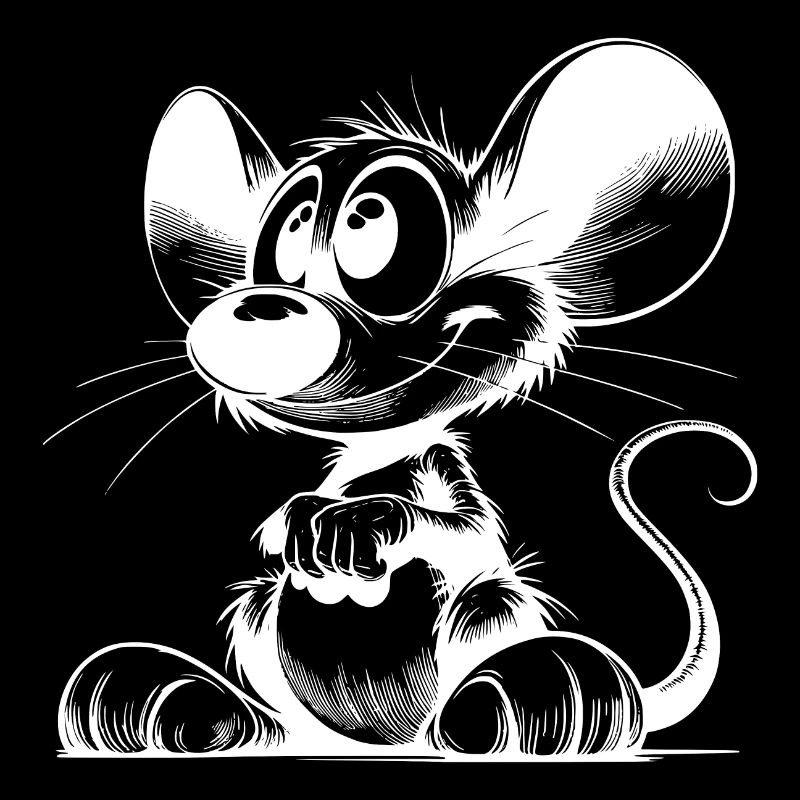 Grinning mouse with big eyes huge ears