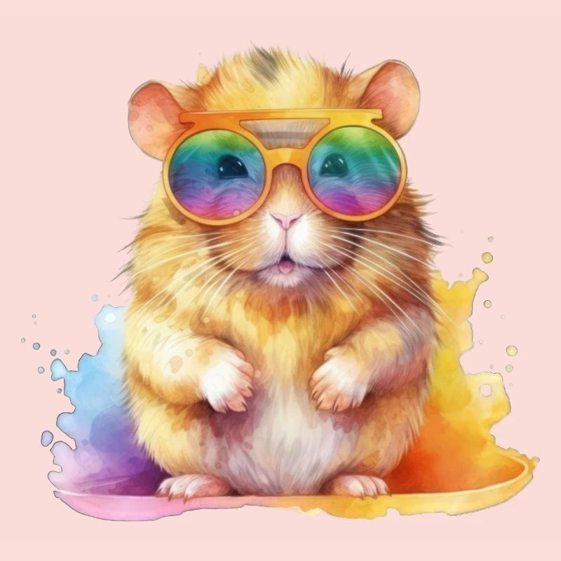 Cooler bunter Hamster mit Sonnenbrille