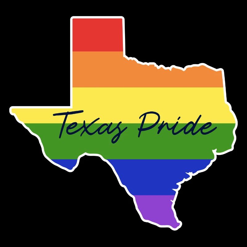 Texas map in rainbow design for proud