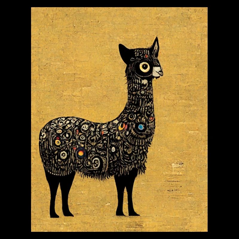 Lama Gemälde Gold