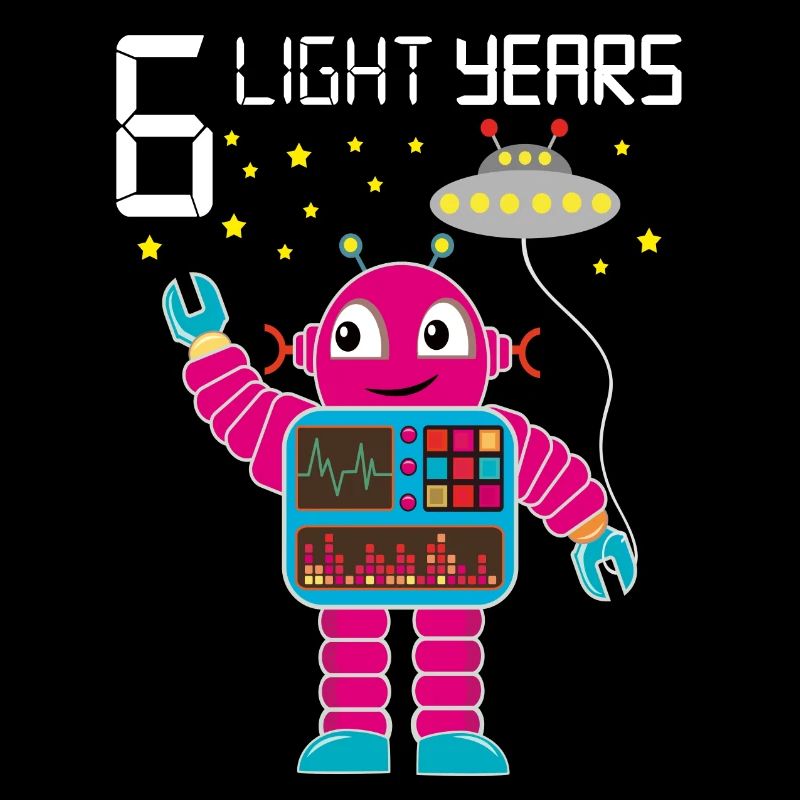 Robot congratulates 6 light years old six years