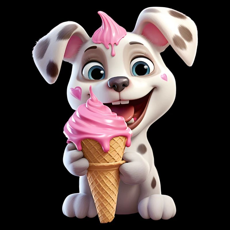 Hund mit Eiscreme