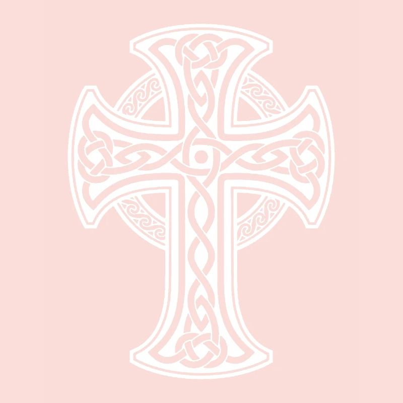 White Celtic cross with circular braid