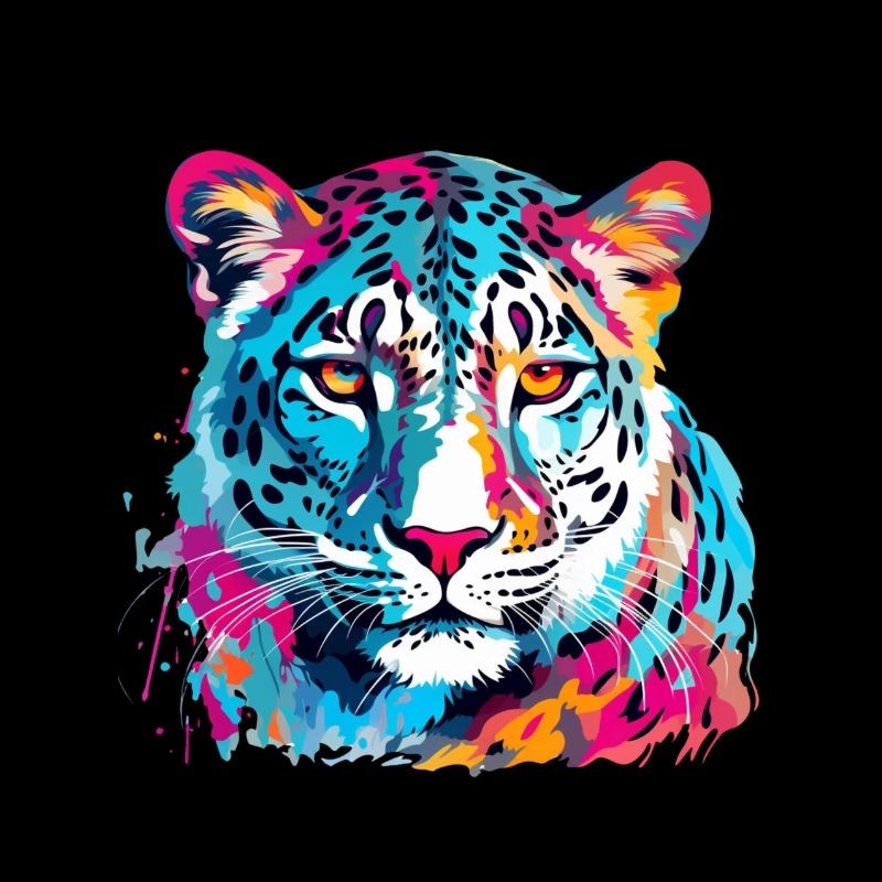 Colorful Snow Leopard Paint Splash Paint Splash