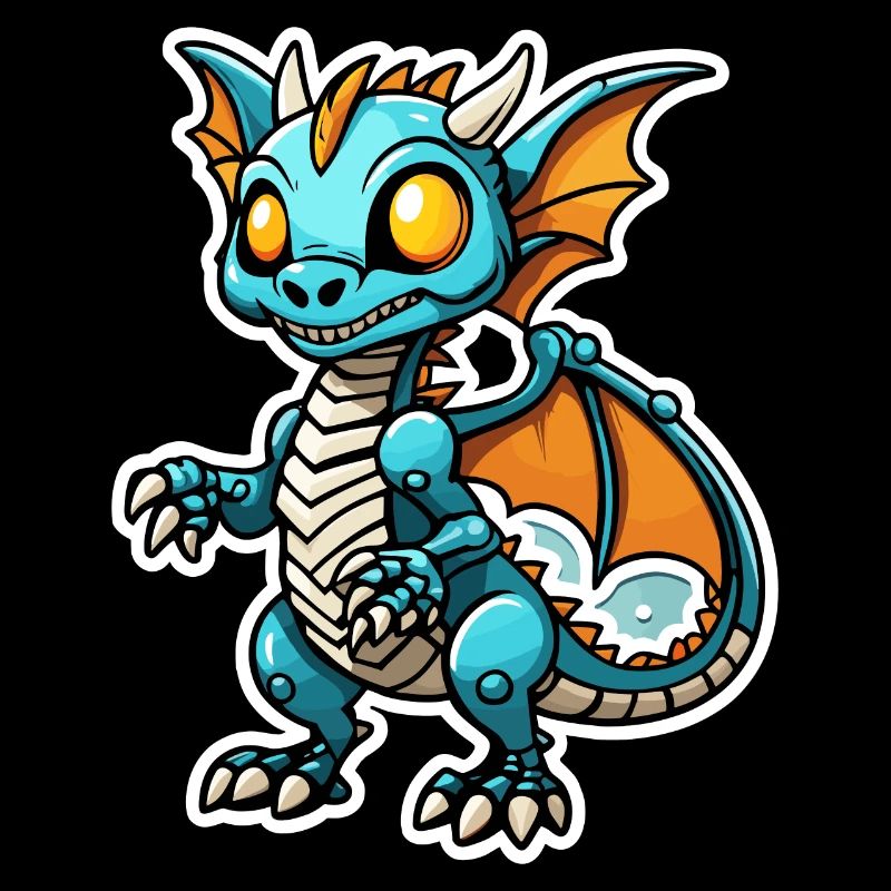 Cute Dragon Skeleton Illustration