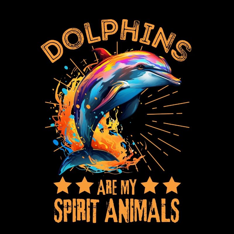 Colorful dolphin paint blobs paint splashes