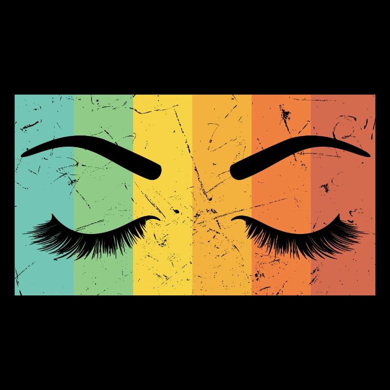 Vintage Artwork Eyelashes Distressed Make Up