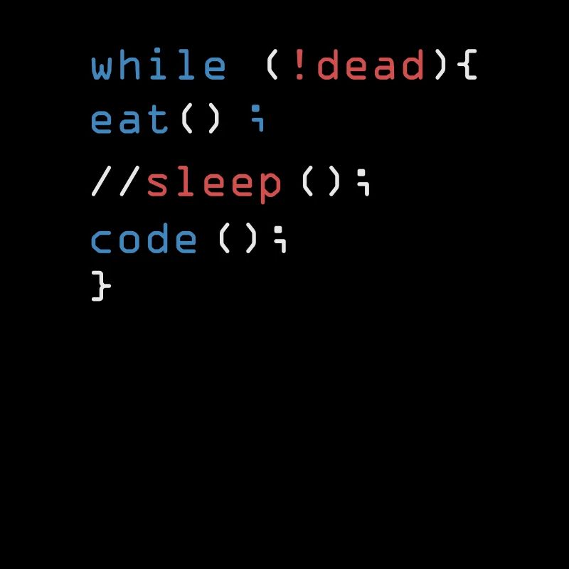 While Not Dead Eat Sleep Code programmeur pirate informatique