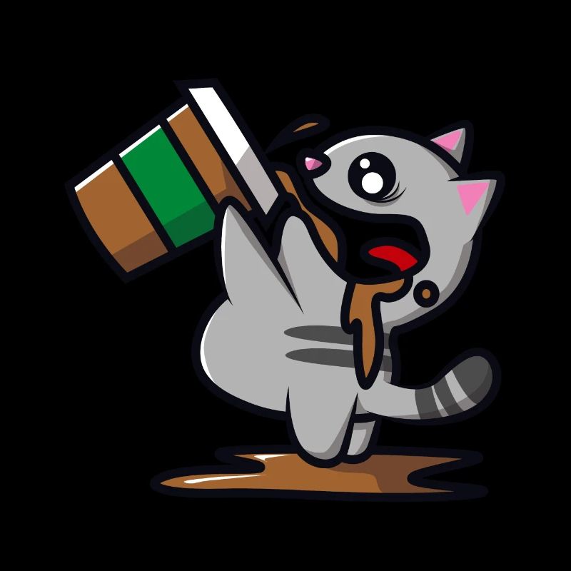 Cat is drinking a coffee