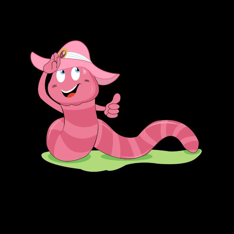 Pink Worm - Earthworm with Sun Hat