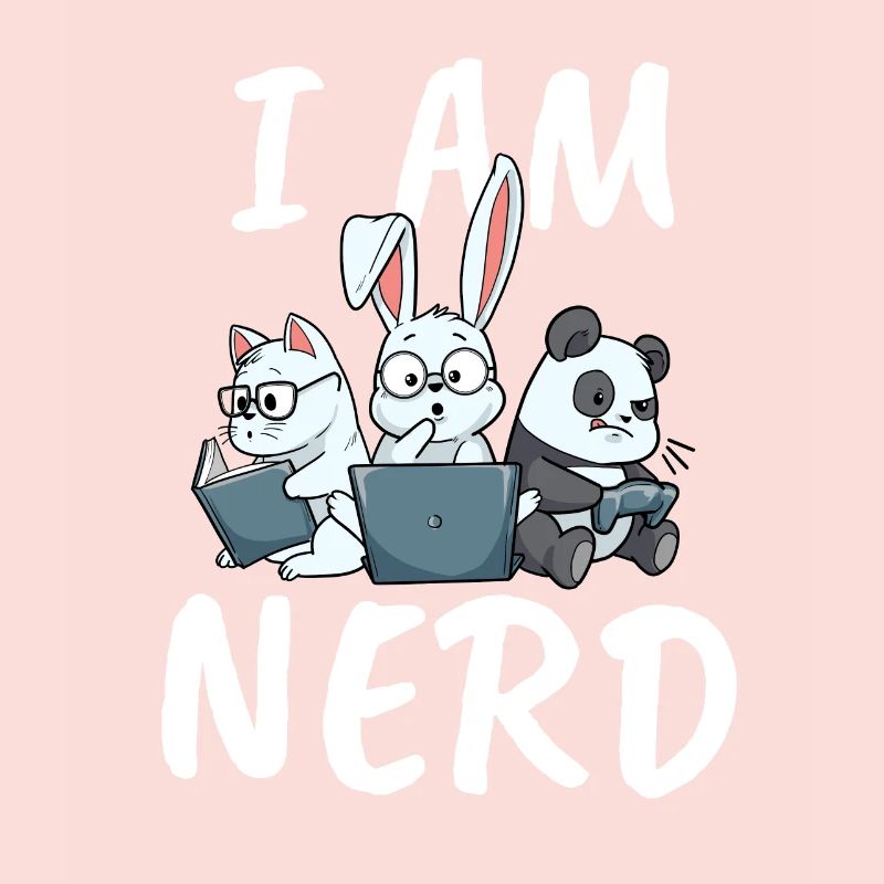 Nerd Read Video Game Internet Rabbit Cat Panda