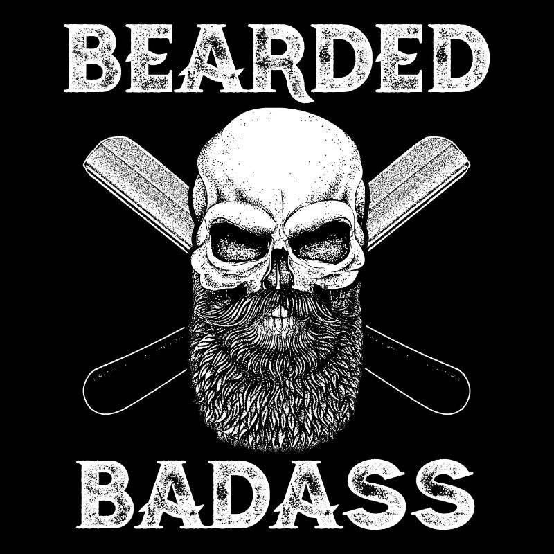 Bearded Badass Beard Skull Razor Barber