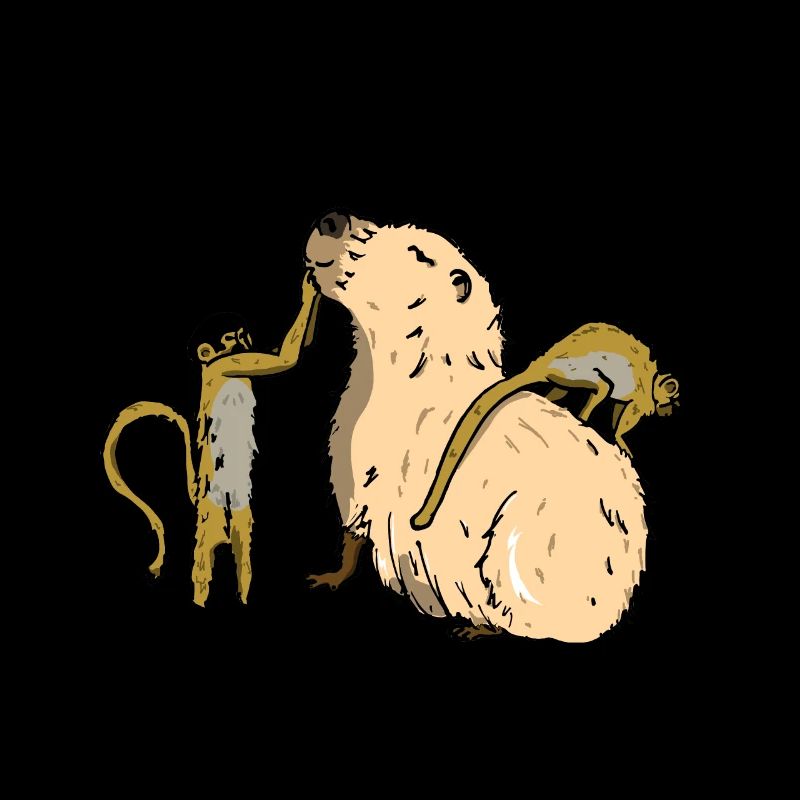 Capybara Geschenk süß Tier Totenkopfäffchen Affe