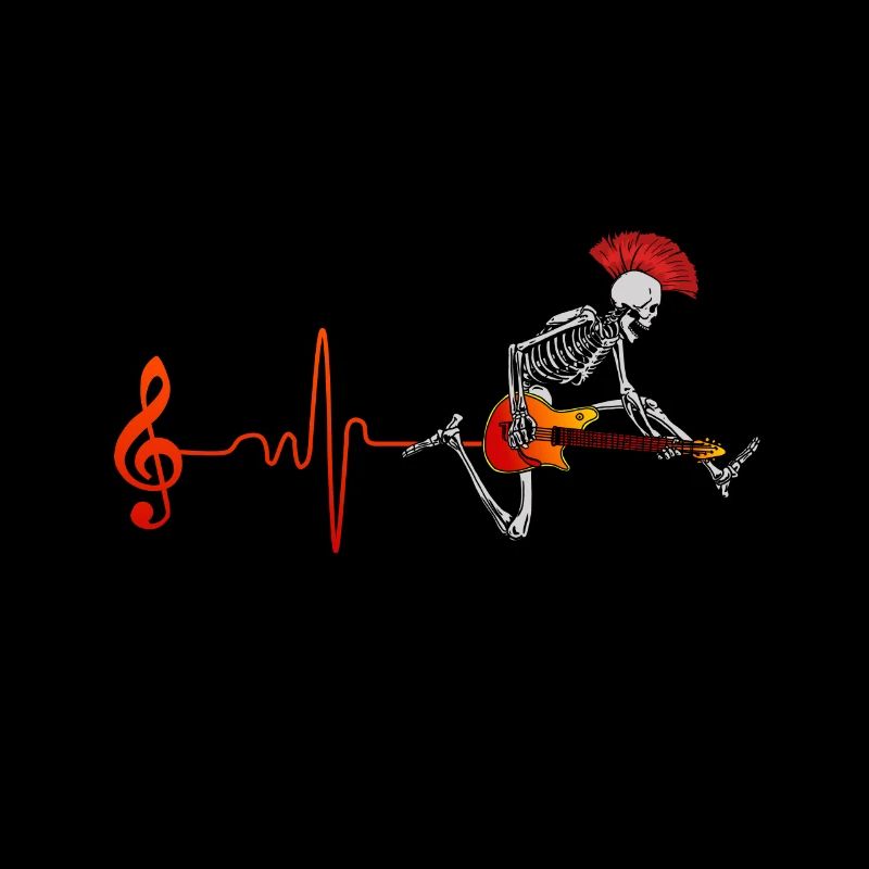 Rockn Roll Note mit Skelett und Gitarre Geschenk