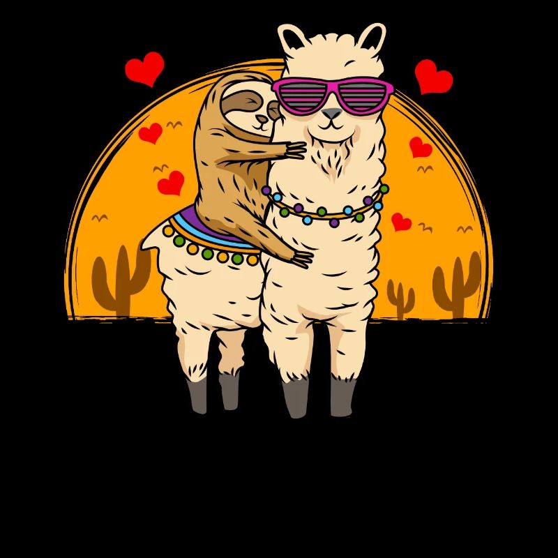 Faultierreiten Lama Cute Fluffy Lama & Sleepy Sloth