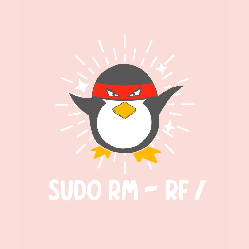 Tux Linux Penguin Sudo Rm Rf Geek Hacker