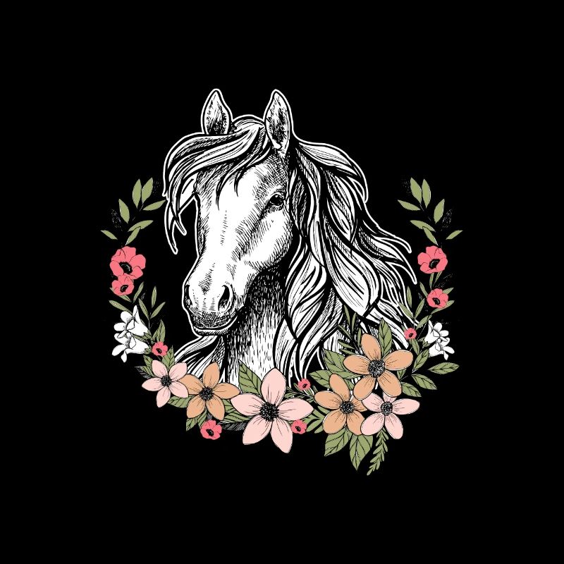 Pferd mit Blumen Mädchen - schönes Pferd