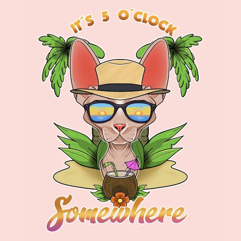 It Is 5 OClock Somewhere Drinking Sphynx Cat