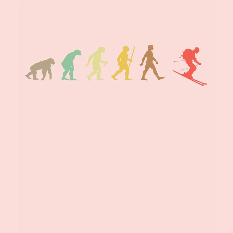 Skiing Retro Skier Evolution Ski
