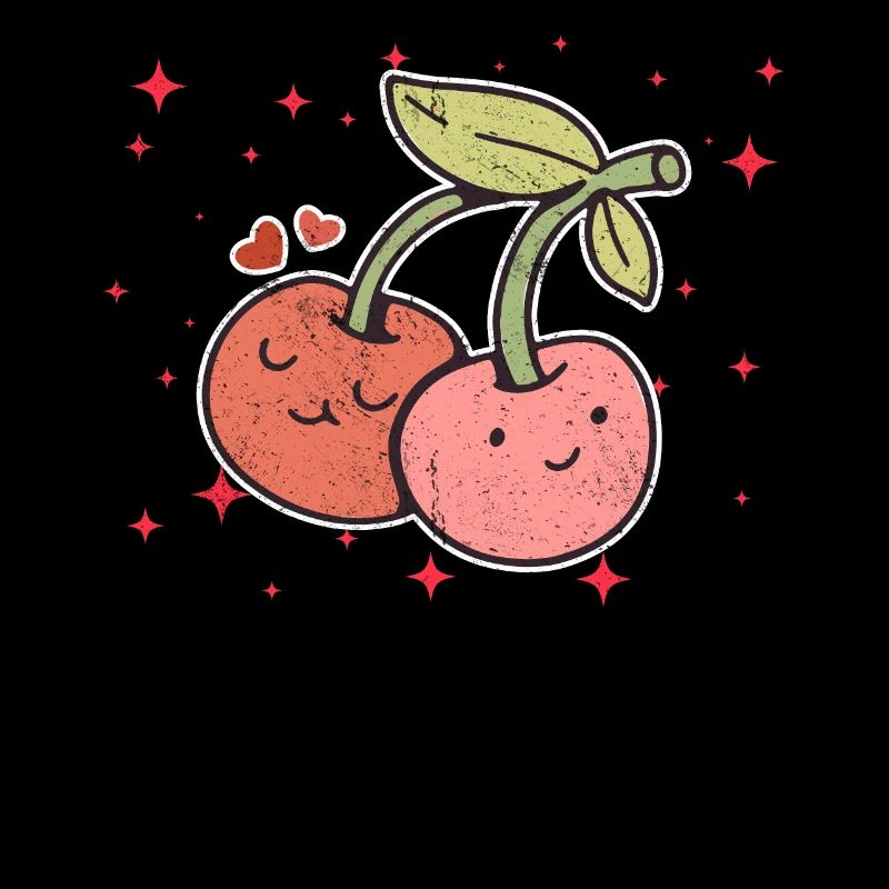 Cute Cherry Couple Hugging Cherry Lovers