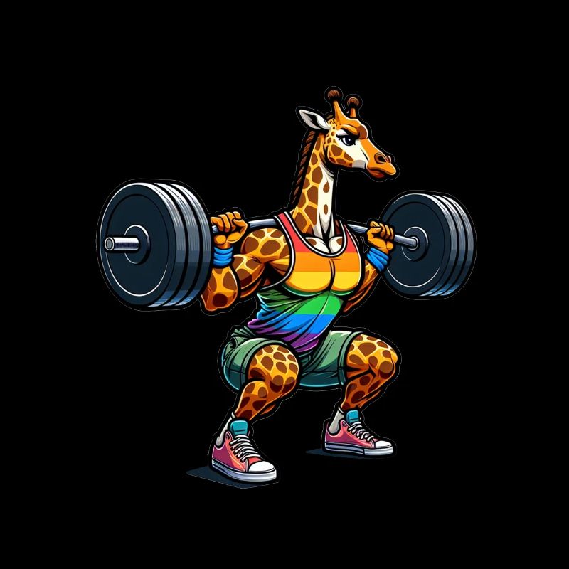 Cool Giraffe Squatting In The Gym 2