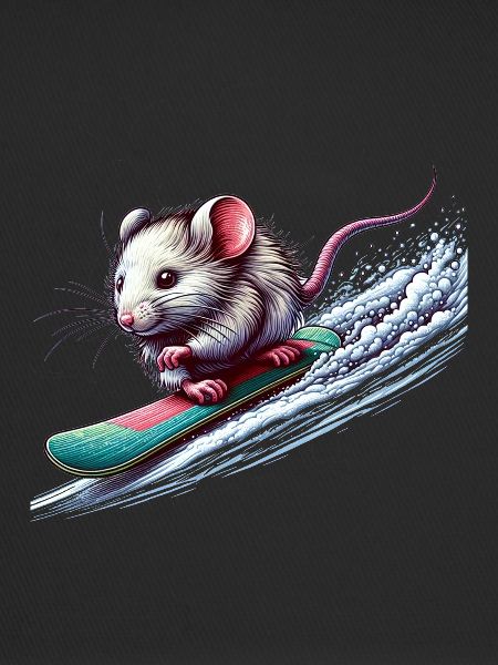 Souris snowboarder mignonne