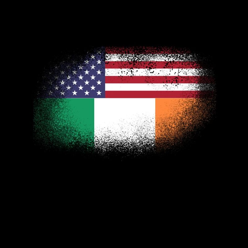 Distressed Half America Half Ireland Flag Mix