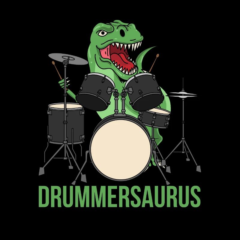 Schlagzeug Drummer T-Rex Dinosaurier Drums Sticks