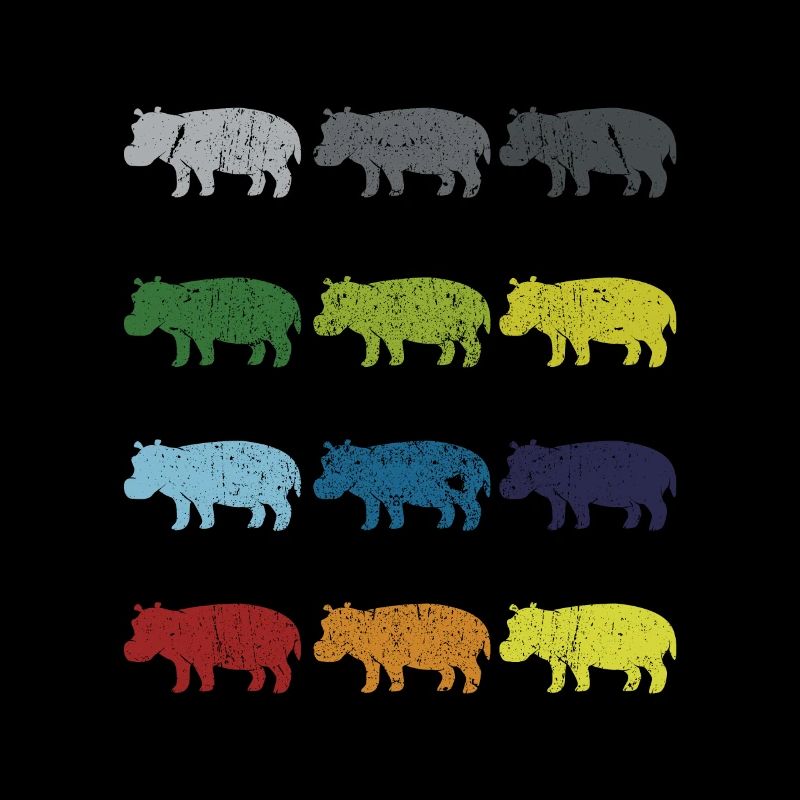 Neon Pop Art Retro Hippo Flusspferd Geschenk