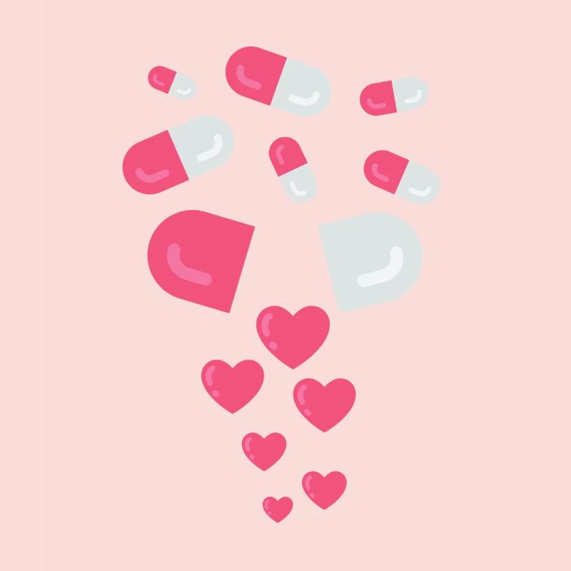 Cadeau de relation Saint Valentin amour coeur pilules