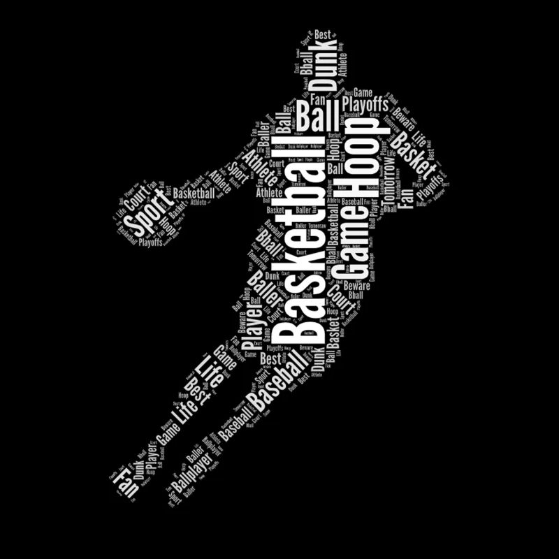 Basketball Player Word Shape Boy White