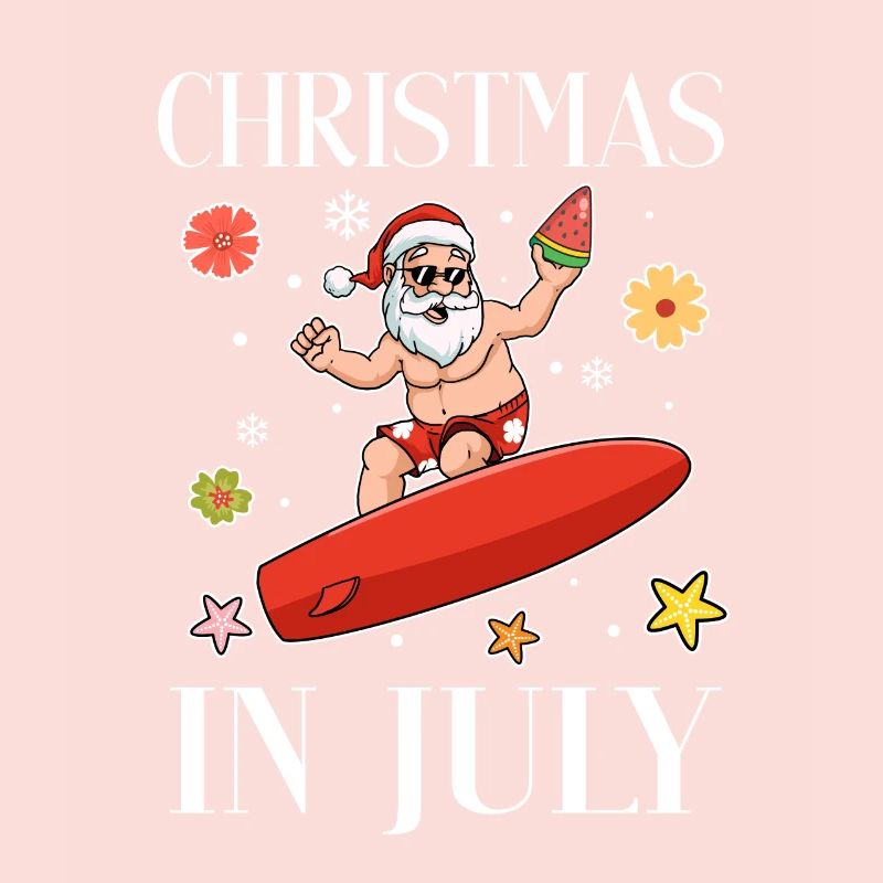 Noël Été Santa Surfer Surfboard